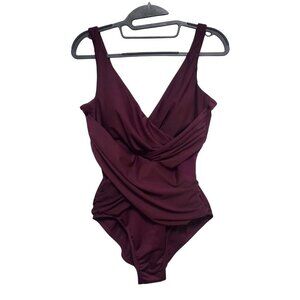 MIRACLESUIT Illusionist Crossover w/ Mesh Swimsuit One Piece Tummy Control